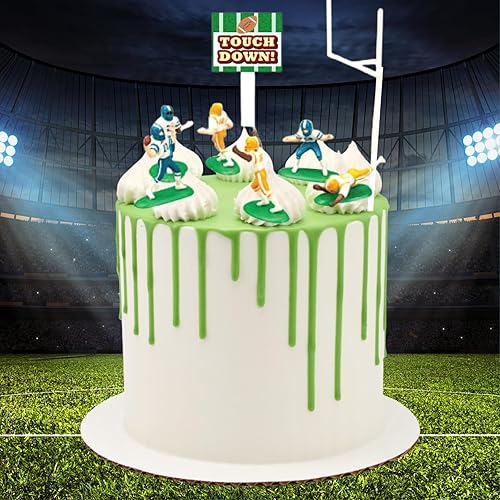 Miniatura 3 de Decoración temática de fútbol americano, para torta de cumpleaños o de fiesta, de 14 piezas.