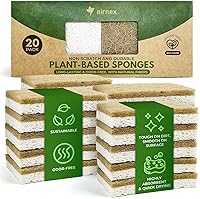 Vista 8 de Esponjas de cocina naturales, paquete de 18 – Depuradores biodegradables de celulosa y cáscara de coco – Sin olor y antiarañazos – Esponjas