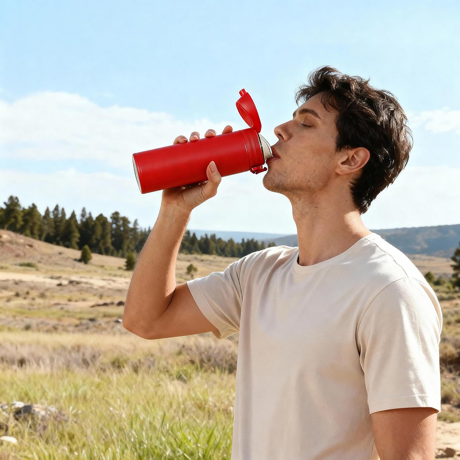 GOOFIT Thermos Double Wall Vacuum Kids Water Bottle,with Snap-On Lid and Locking Ring Insulated Water Bottle BPA Free Suitable for Schools and Travel 16 Oz Red - Image 5