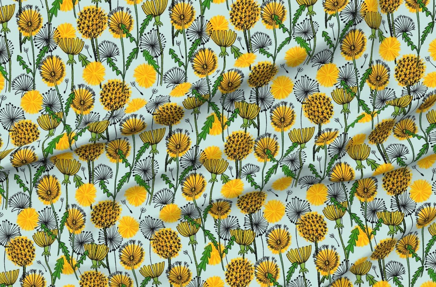 Spoonflower Fabric - Midcentury Dandelions Floral Garden Botanical Printed on Minky Fabric by The Yard - Sewing Baby Blankets Quilt Backing Plush
