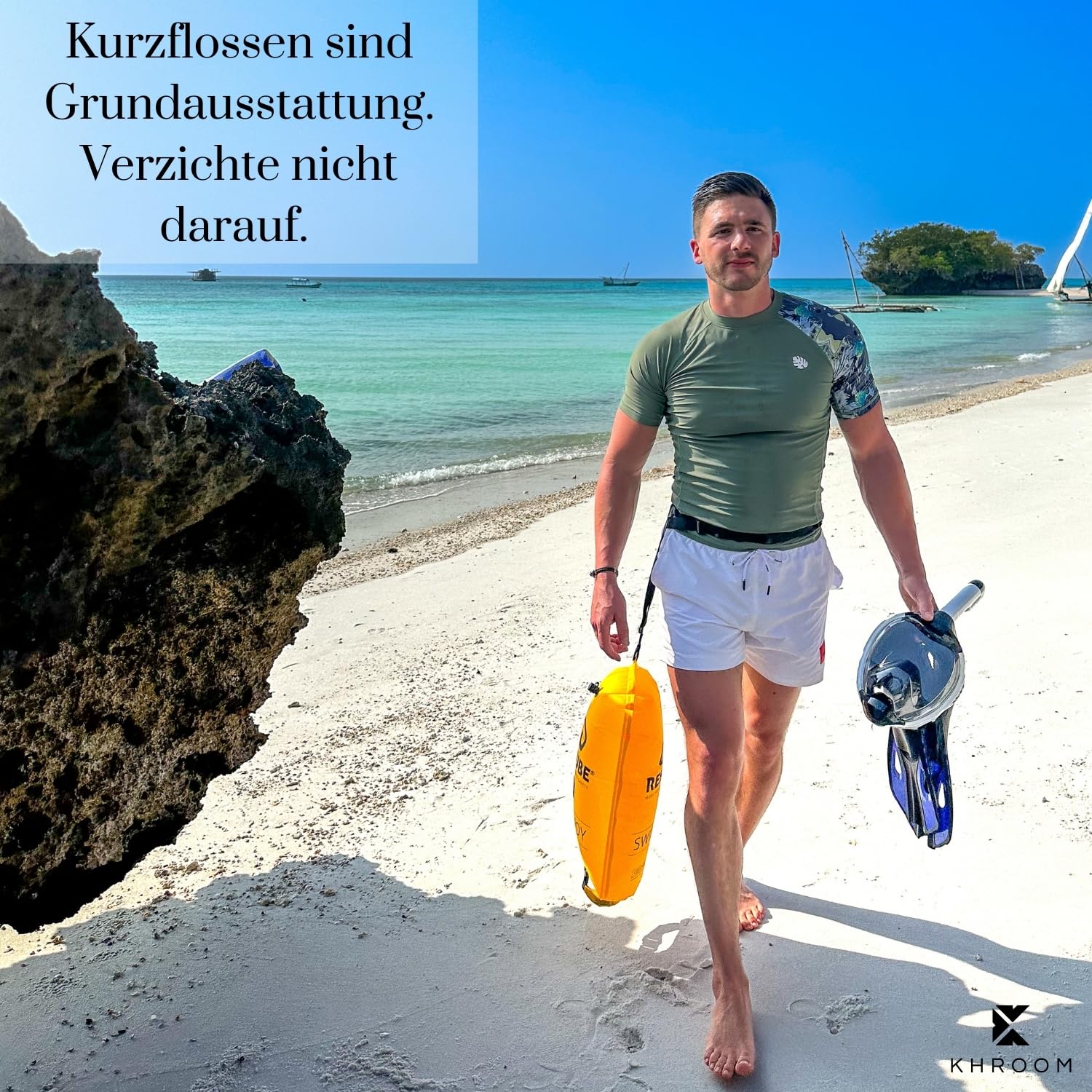 Khroom Aletas Cortas Adultos / niños Talla 32-47 | Aletas de Snorkel Ajustables | Aletas de Natación Cortas para Snorkel | Aletas de Buceo Ajustables para Nadar / bucear Blanco (37-41)