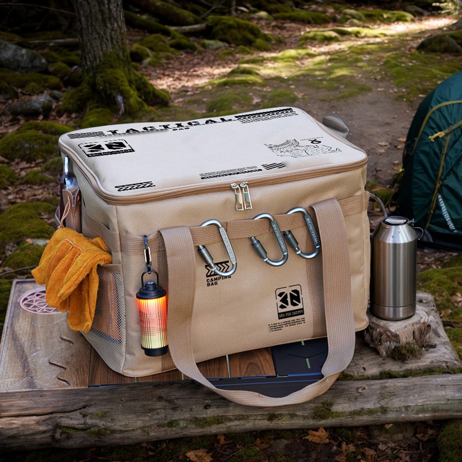 Sac de Rangement de Camping – 30 L en PVC Oxford – Sac fourre-Tout Utilitaire Pliable et imperméable 39,5 x 27,5 x 24 cm – Récipient de Rangement Multi-Usage pour Boissons, poêle, Bol de Pot