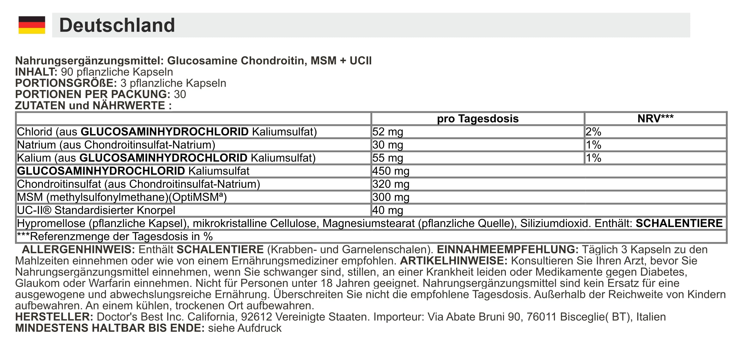 Doctor's Best - Glucosamine Chondroitin MSM + UC-II | Unterstützung für die Gelenkgesundheit - 90 vegane Kapseln