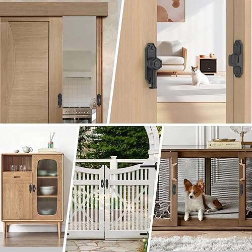 Miniatura 7 de Cerradura de puerta de granero de alta resistencia, pestillo de puerta abatible de ángulo recto de 90180 grados, adecuado para gabinetes, baño,