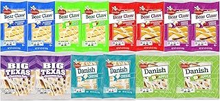 Cl0verhill Danish Fruit Pastry Variety Pack | Strawberry, Cherry, Blueberry, Dutch Apple Bear Claws, Apple Danish, Cheese Danish, Big Texas Cinnamon Roll - Pack of 14