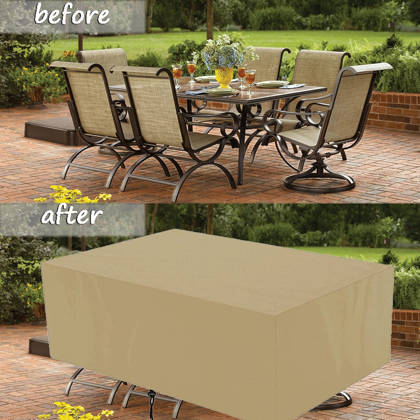 200x160x70cm Fodere per mobili da giardino Rettangolo, copertura protettiva per mobili da esterno impermeabile 420D Oxford resistente alla polvere per divano da giardino, esterno, tavolo e sedie