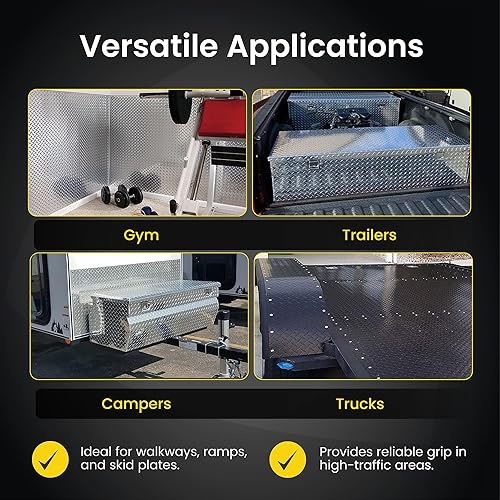 Miniatura 5 de DiamondLife - Lámina de aluminio con patrón de diamante y acabado natural, placa duradera de grado comercial genuino, placa de rodadura fabricada en