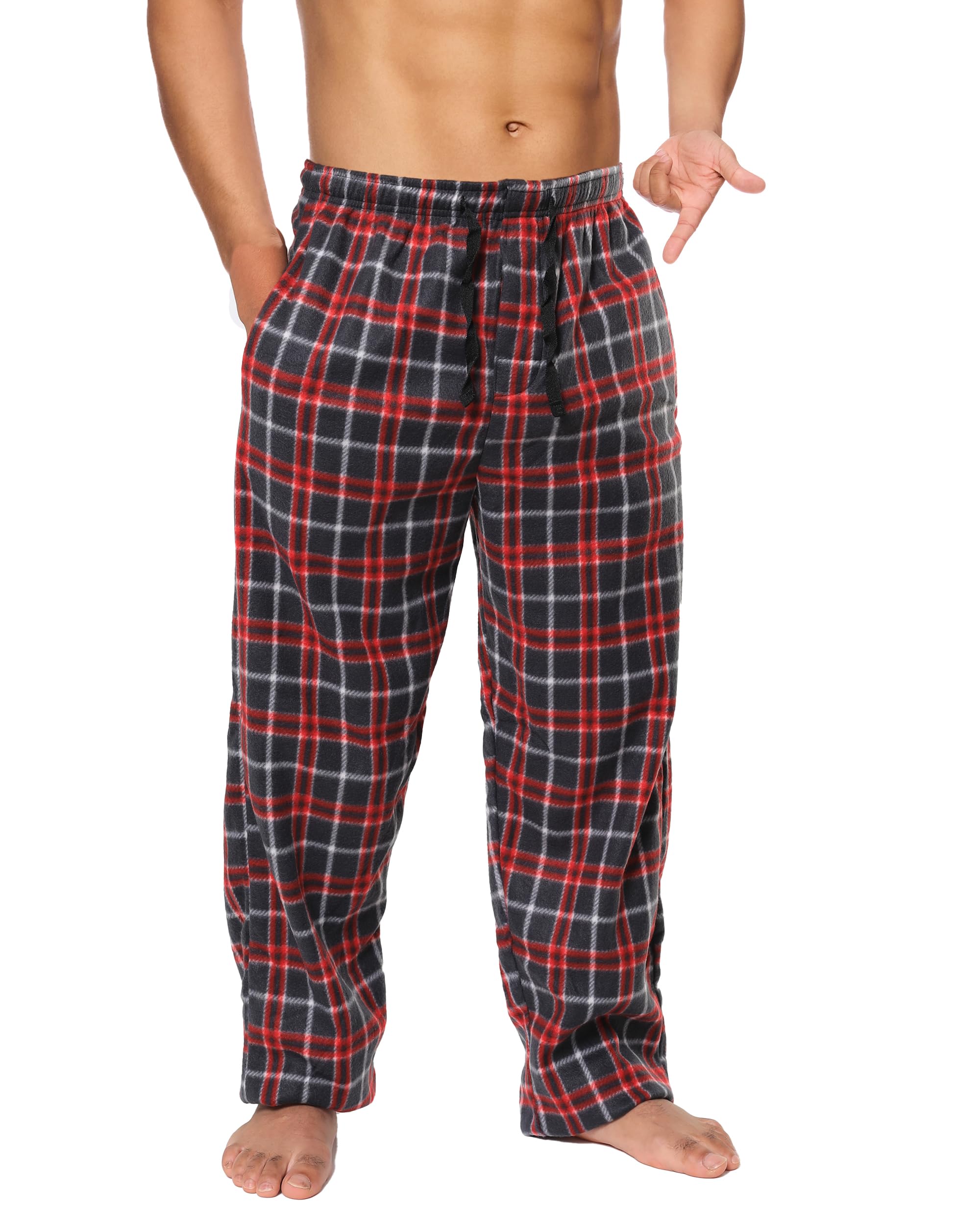 Active Club Mens Fleece Pajama Pants - Plaid Mens Pajama Bottoms - Mens Lounge Pants with Pockets (S - 3X)
