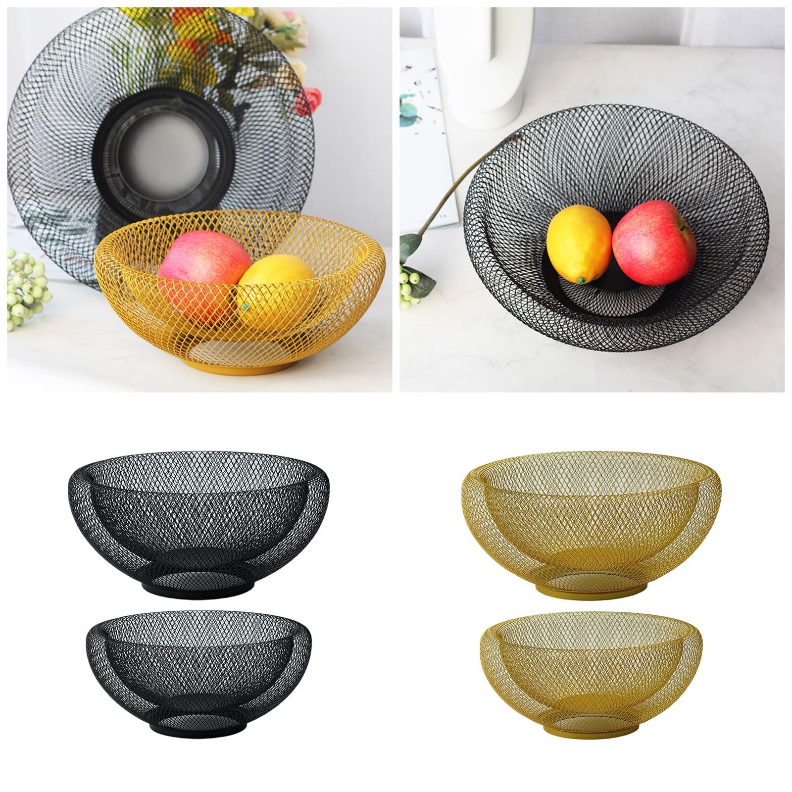 Elegante cesta de almacenamiento de malla de hierro, accesorio portátil para encimera de cocina o sala de estar, elegante accesorio para el hogar