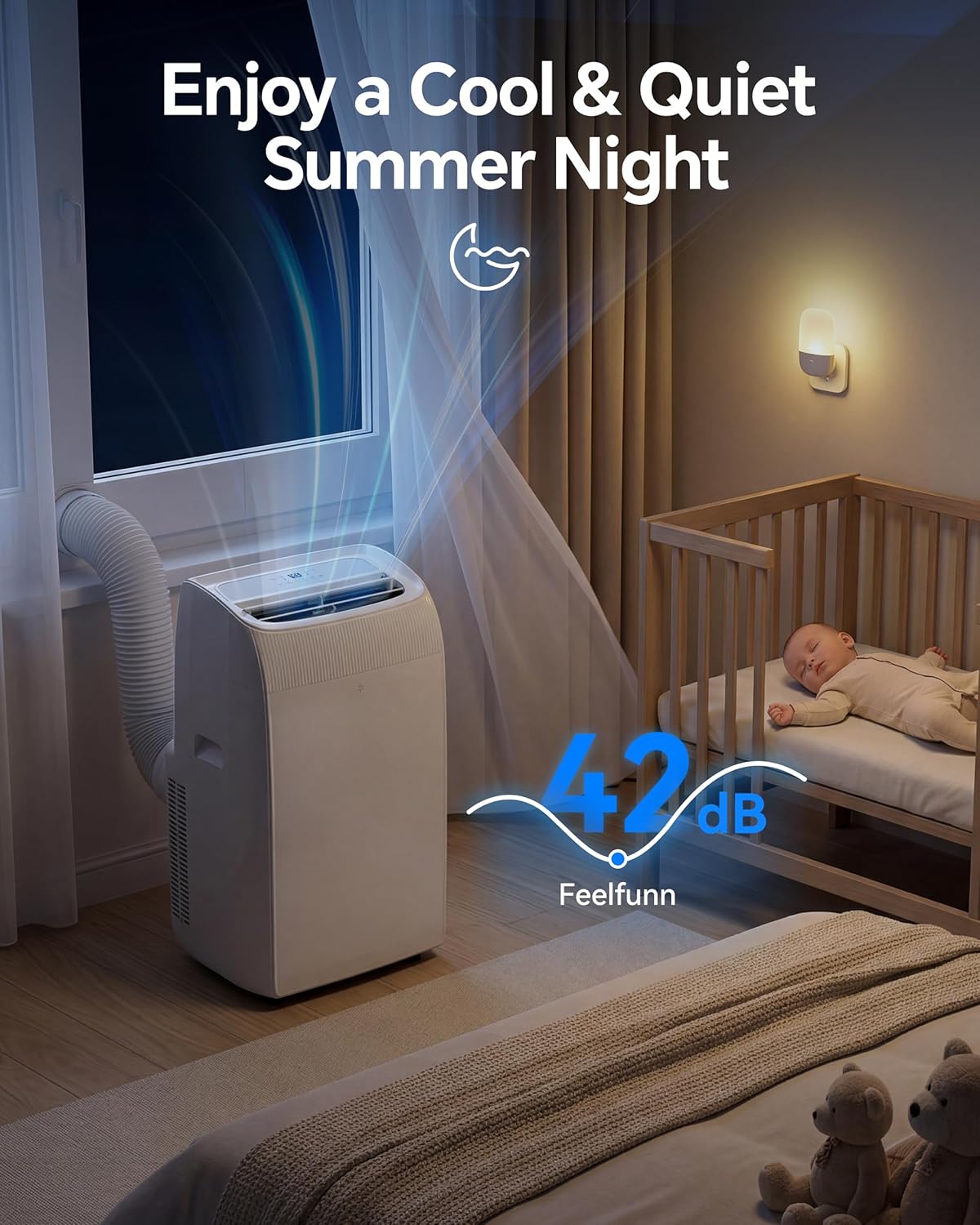 14,000 BTU Portable Air Conditioner - Multi-Function Portable AC Unit Cools Up to 700 Sq. Ft., with Ultra-Quiet(42db), Auto Swing, 24H Timer, AC Unit for Bedroom, Dorm, Apartment