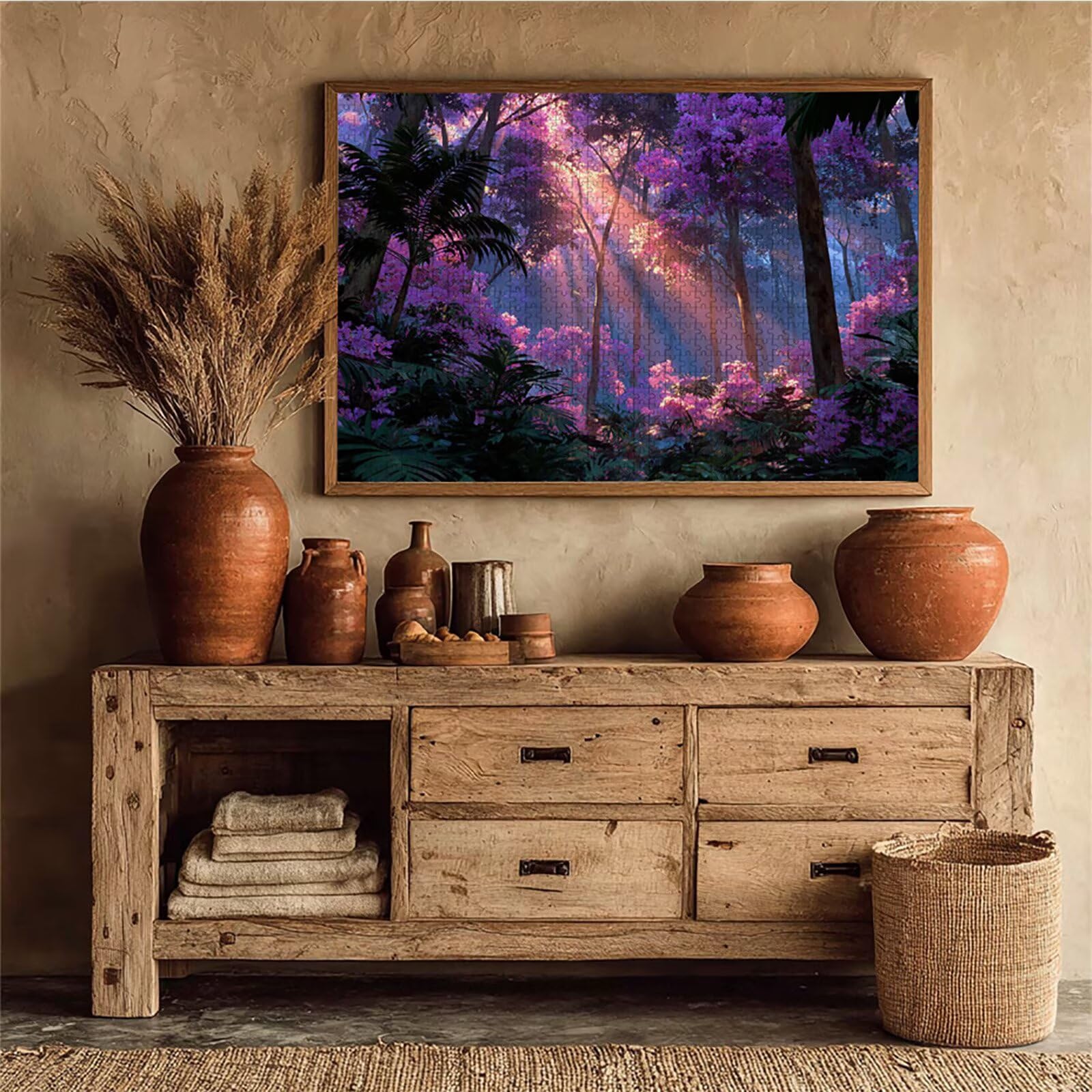 Fioletowe drewniane puzzle, puzzle kwiatowe 2000 elementów dorosłych z pudełkiem 99 x 70 cm, rodzinny wypoczynek, gra edukacyjna najwyższej jakości puzzle wyzwanie, dla dorosłych nastolatków, prezent