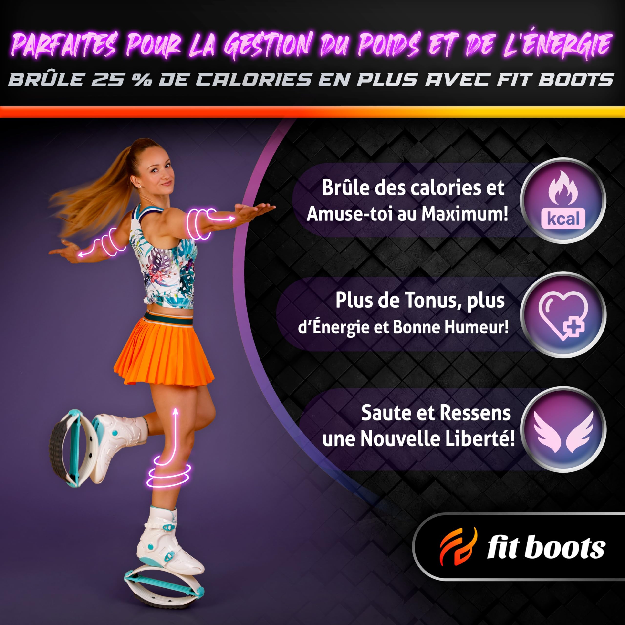FIT BOOTS - Chaussures rebondissantes de Nouvelle Génération, Chaussures de Saut Originales de la Communauté Internationale d’Entraînement FitBoots Qui Révolutionnent Votre Fitness (Aqua)