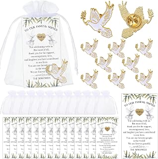 50 Sets Dove Pin Bulk Wedding Favors Includes Love Dove Lapel Pin Brooches Bridal Shower Greeting Cards White Organza Bags Favors for Guests Bridesmaid Bride Proposal Gifts