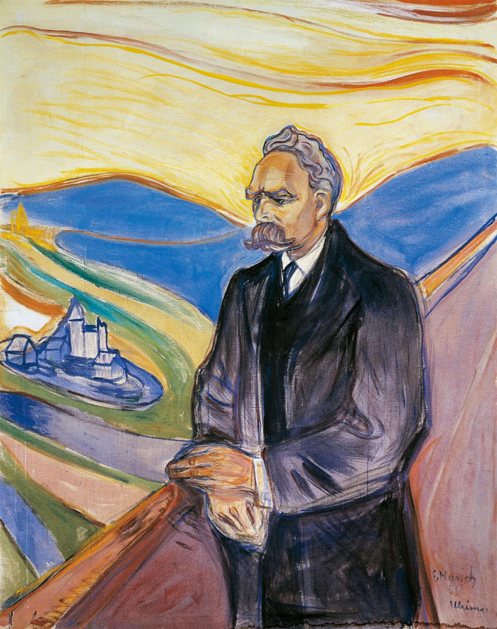 SERENDIPITP Abstract Painting Mural Print Picture Wall Decor Painting Portrait of German Philosopher Friedrich Nietzsche by Edvard Munch Vintage Wall Artwork for Home Decor 60x90cm