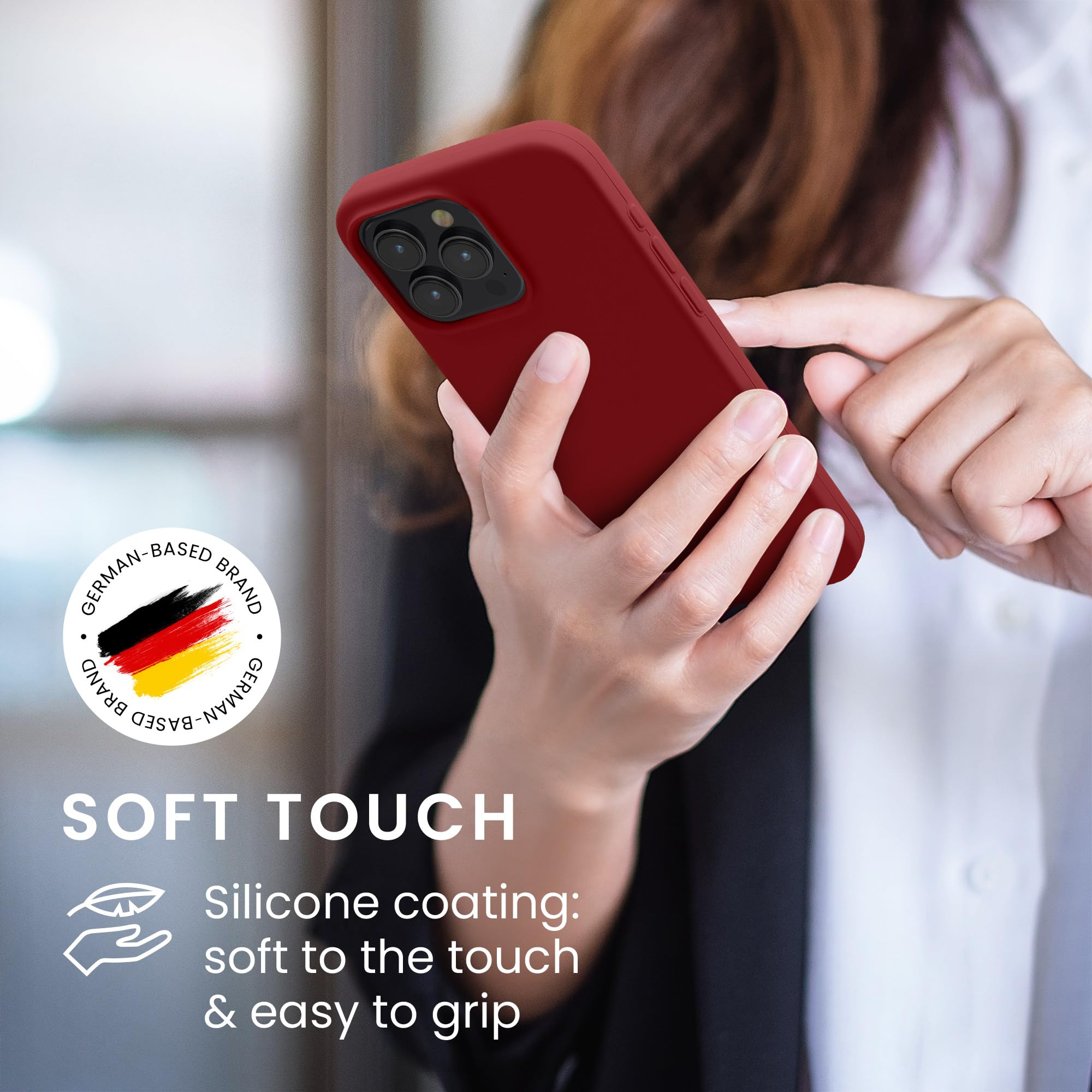 kwmobile Case for iPhone 15 Pro Max Case - Soft TPU Silicone Cover - Rhubarb Red - Image 4