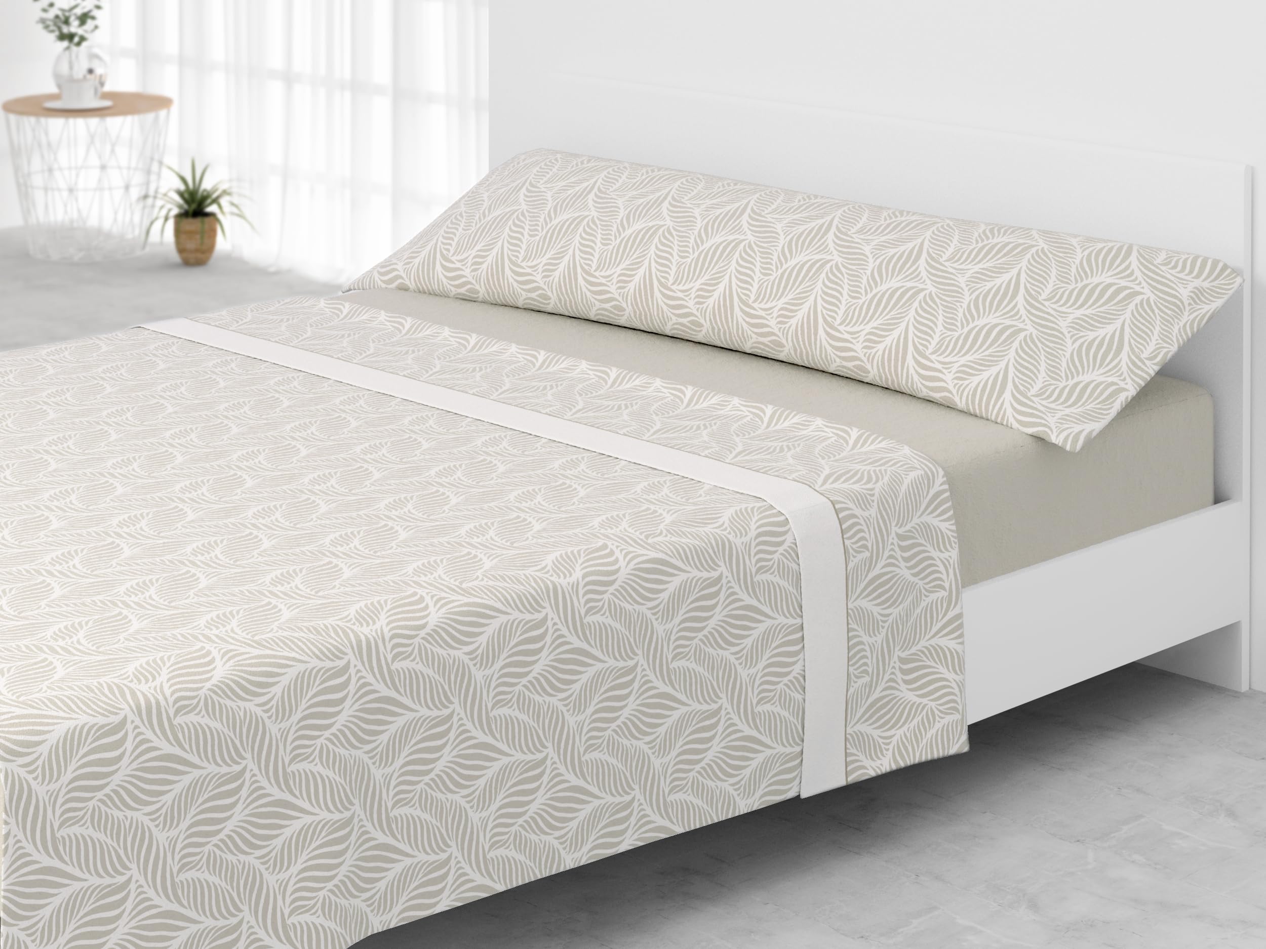 Liniva Home - Juego de Sábanas Coralina Estampada, térmica para Invierno - Modelo Cava (Beige, 135)