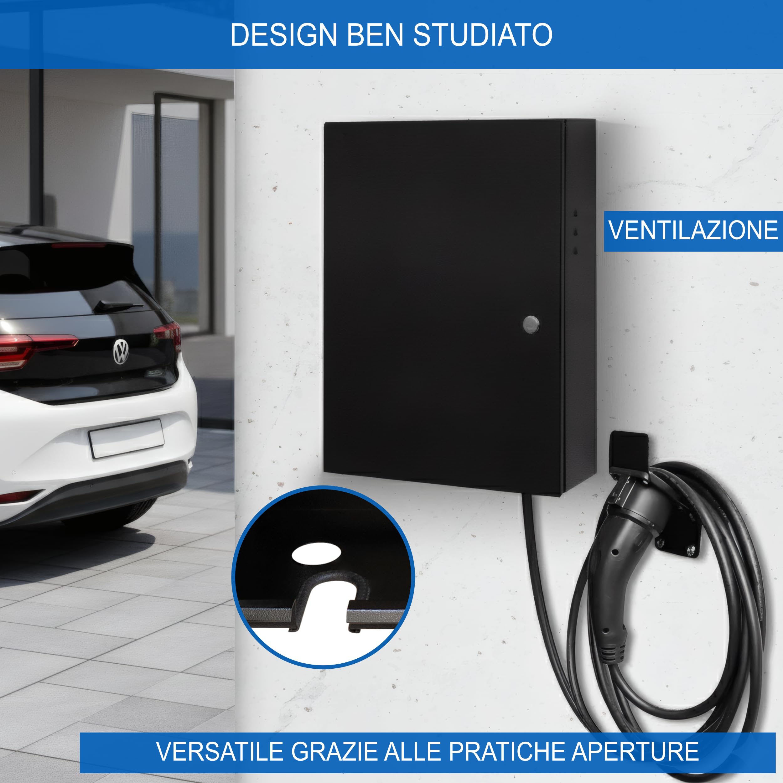 Wallbox - Armadio con supporto per cavi, protezione da pioggia, neve, polvere e raggi UV per stazione di ricarica EV, protezione dalle intemperie