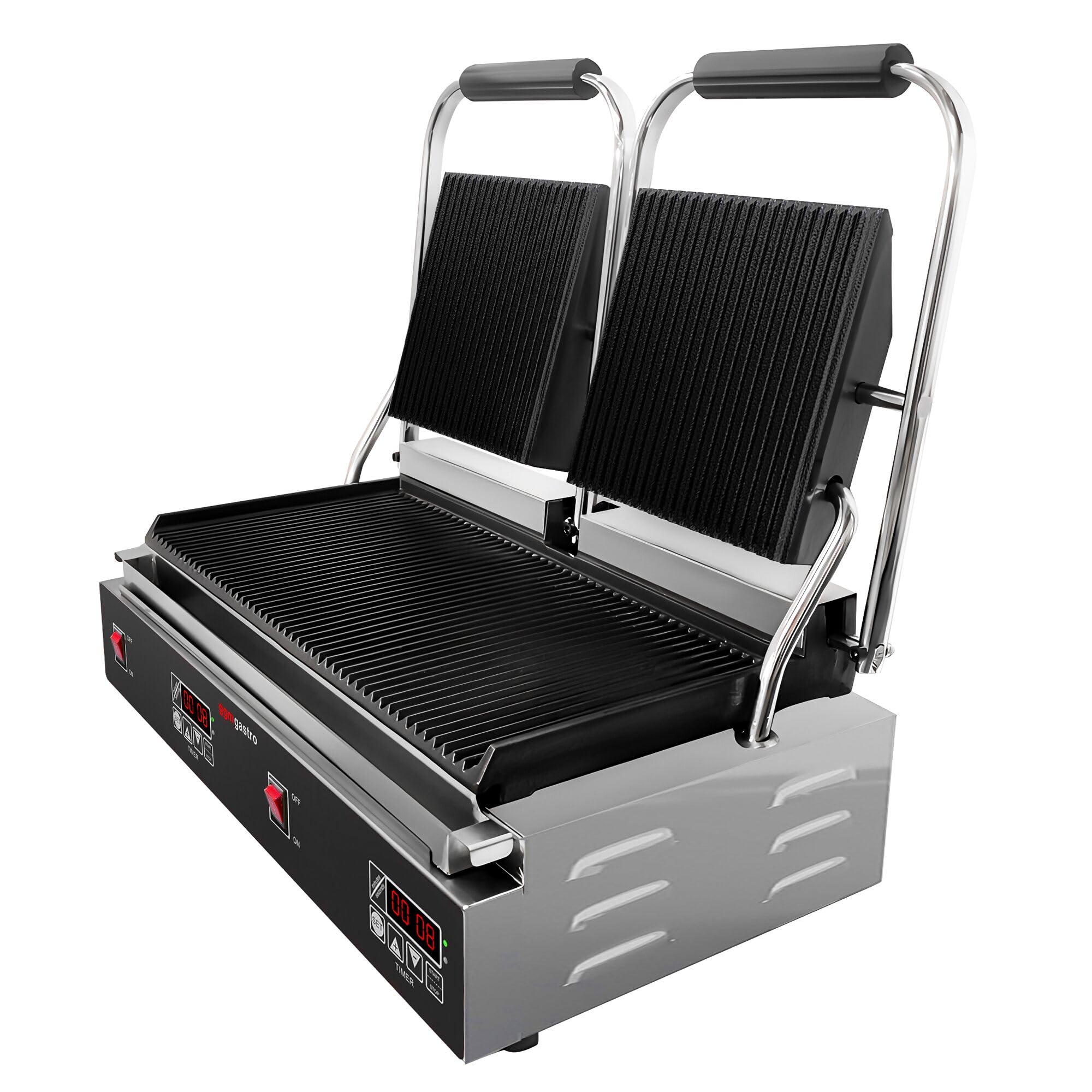GGM Gastro Kontaktgrill 3,6 kW 480x230 mm | Ideal für den Dauereinsatz, robuste Edelstahl-Gusseisen-Konstruktion, präzise Temperaturkontrolle, einfache Reinigung