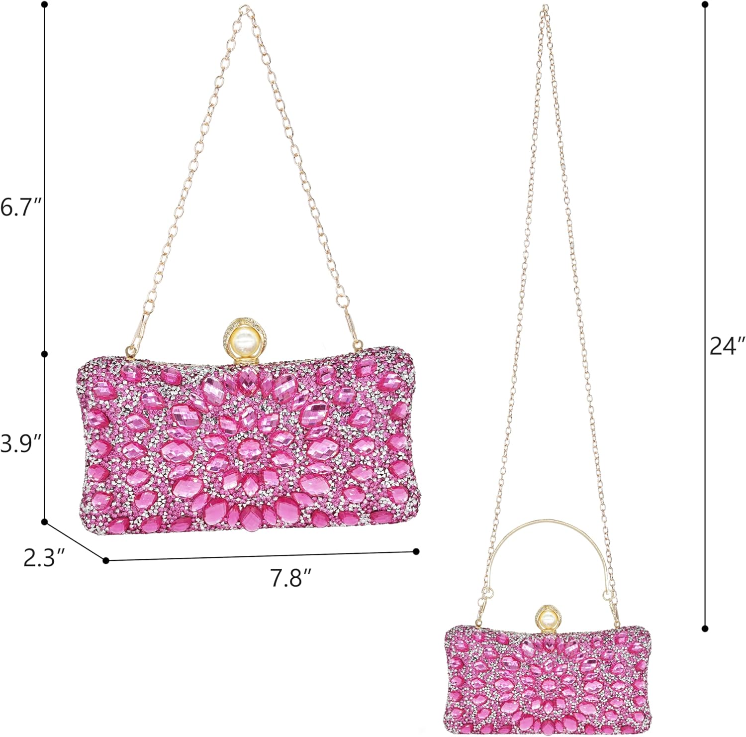 Rhinestone Clutch Purses for Women Evening Wedding Formal - Pearl Clasp Handbag Crystal Gemstone Bag for Party Prom - Image 3