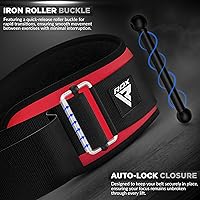 Vista 9 de RDX Cinturón de levantamiento de pesas, bloqueo automático, soporte acolchado de espalda de 6.5 pulgadas, entrenamiento de fuerza para gimnasio
