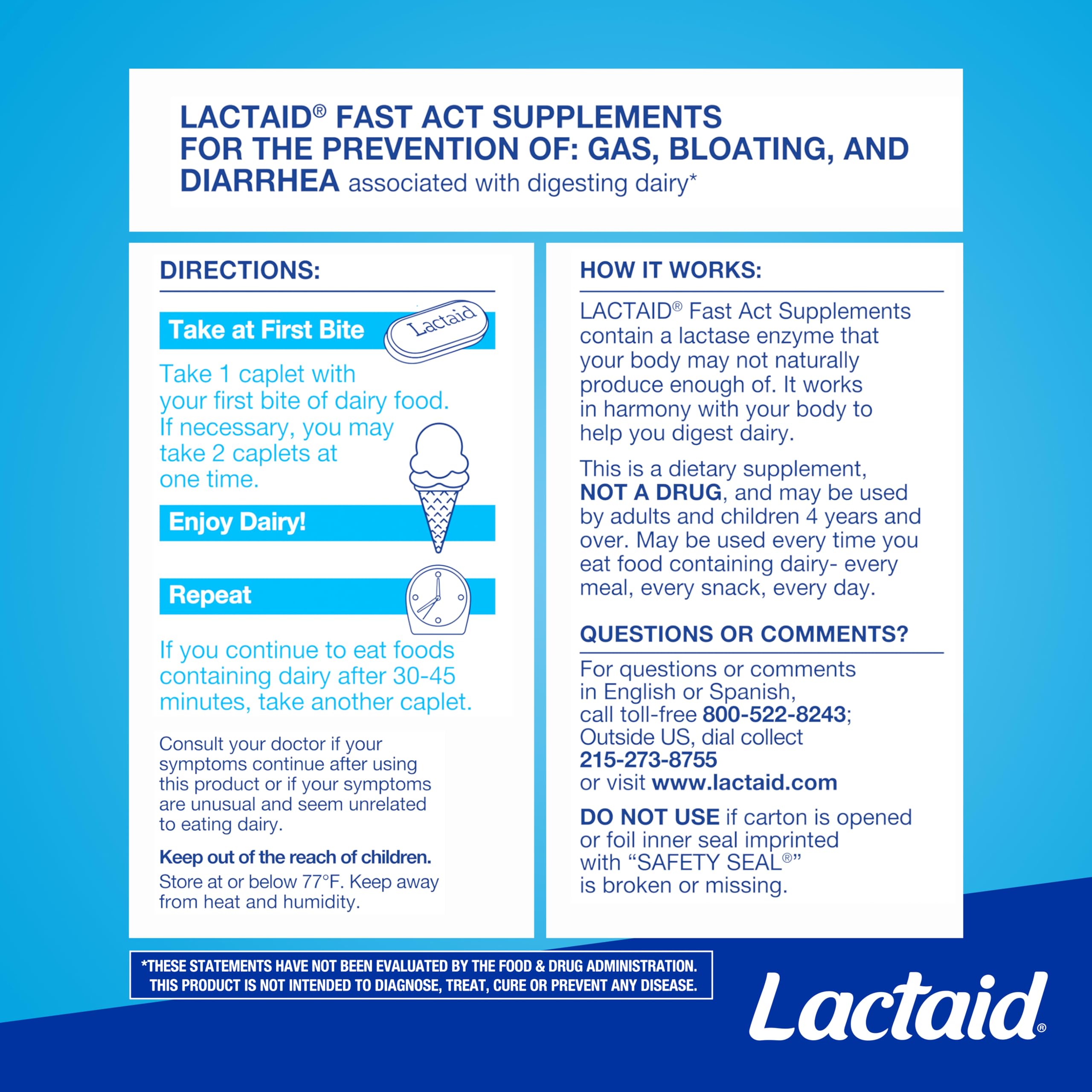 Lactaid Fast Act Caplets, 60 Count 4
