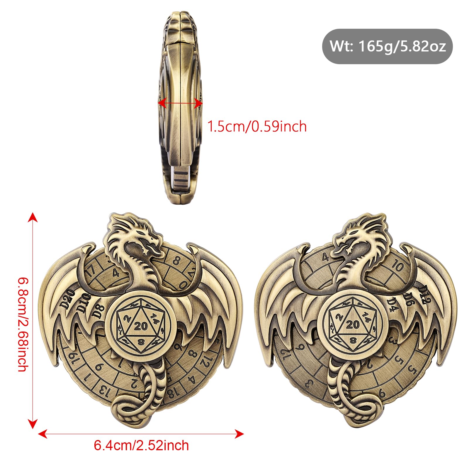 DND Wheel Cube Spinner, Fingertips Gyro, 7-in-1 Dragon Metallic D&D Dice - Image 3