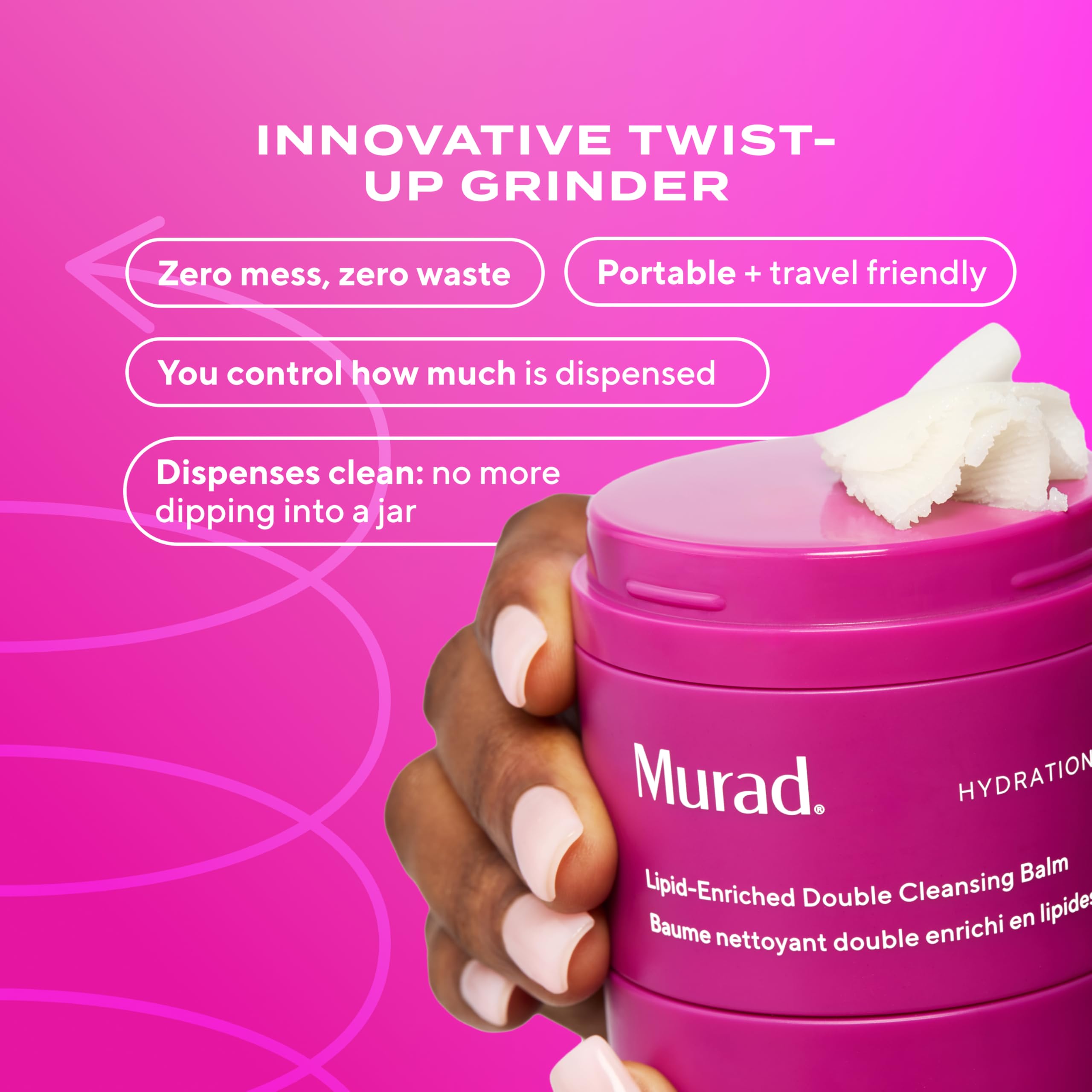 Murad Baume nettoyant double enrichi en lipides – Baume hydratant pour le visage et démaquillant – Élimine le maquillage longue durée et SPF