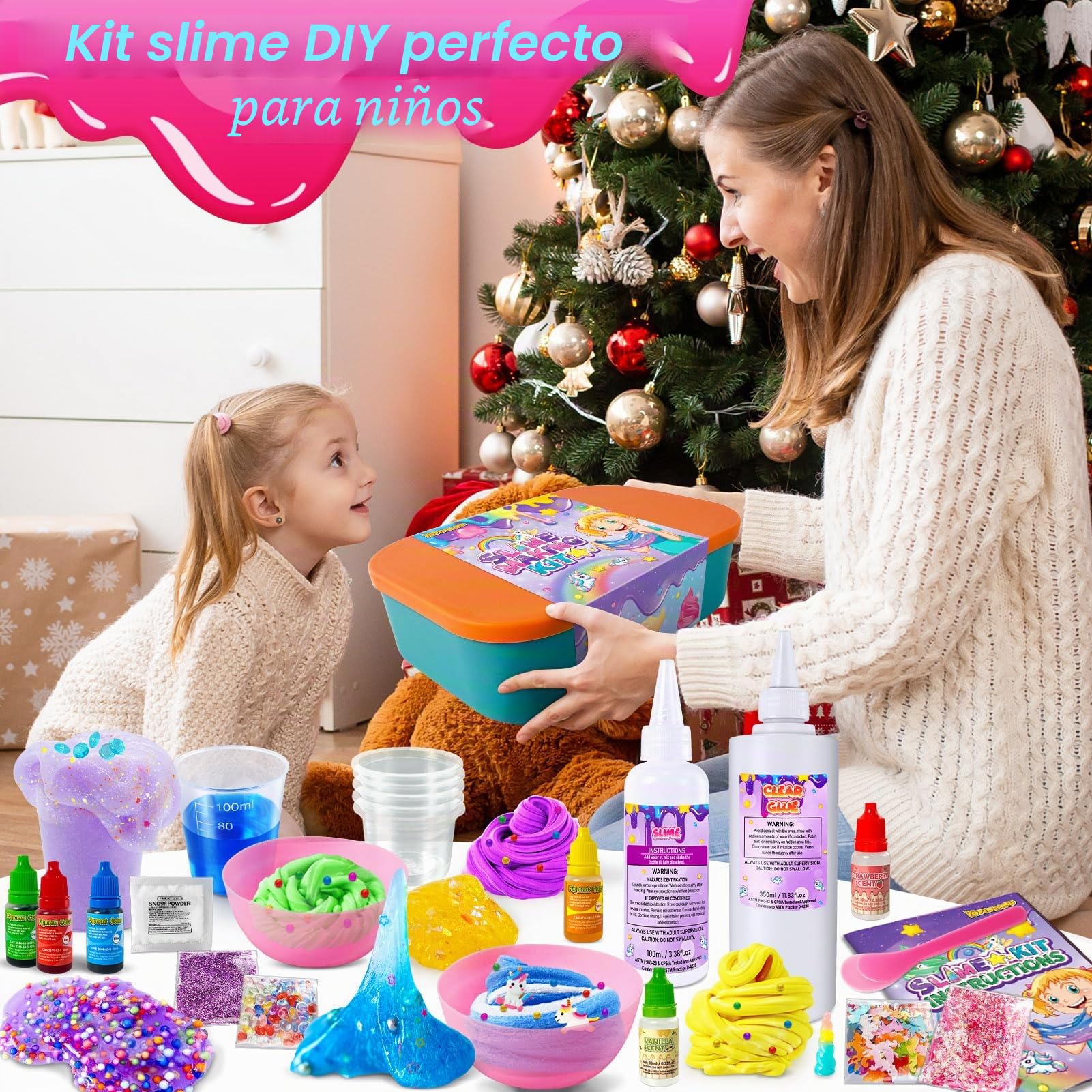 Slime para Niños Unicornio – Kit de Slime Fluffy con Brillantina, Juguete Creativo para Niñas 6-12 Años, Slime Kit Manualidades para Niñas, Regalos de Cumpleaños para Niños
