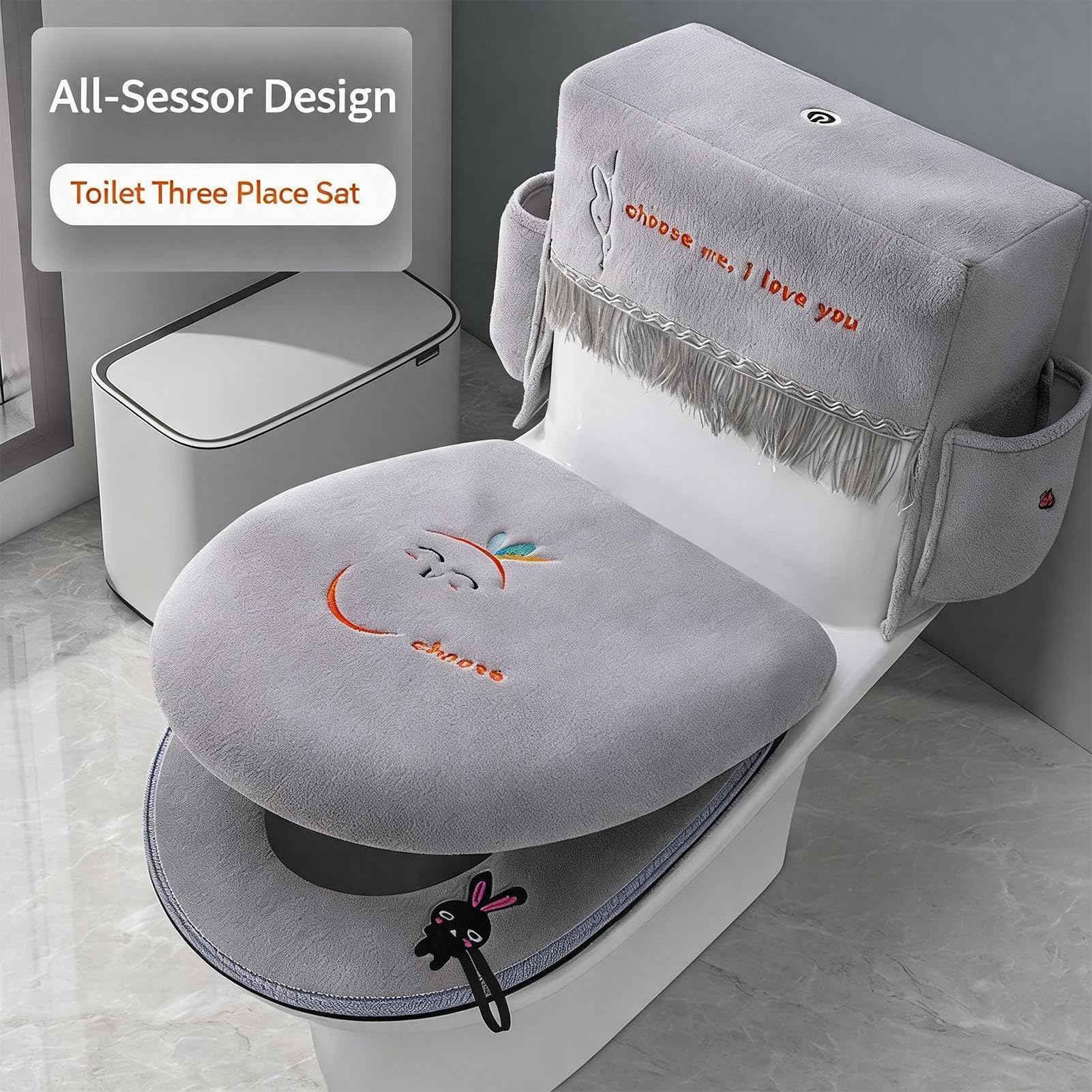 Toiletten-Deckel-Bezüge für das Badezimmer 3-teiliges Set aus weichen