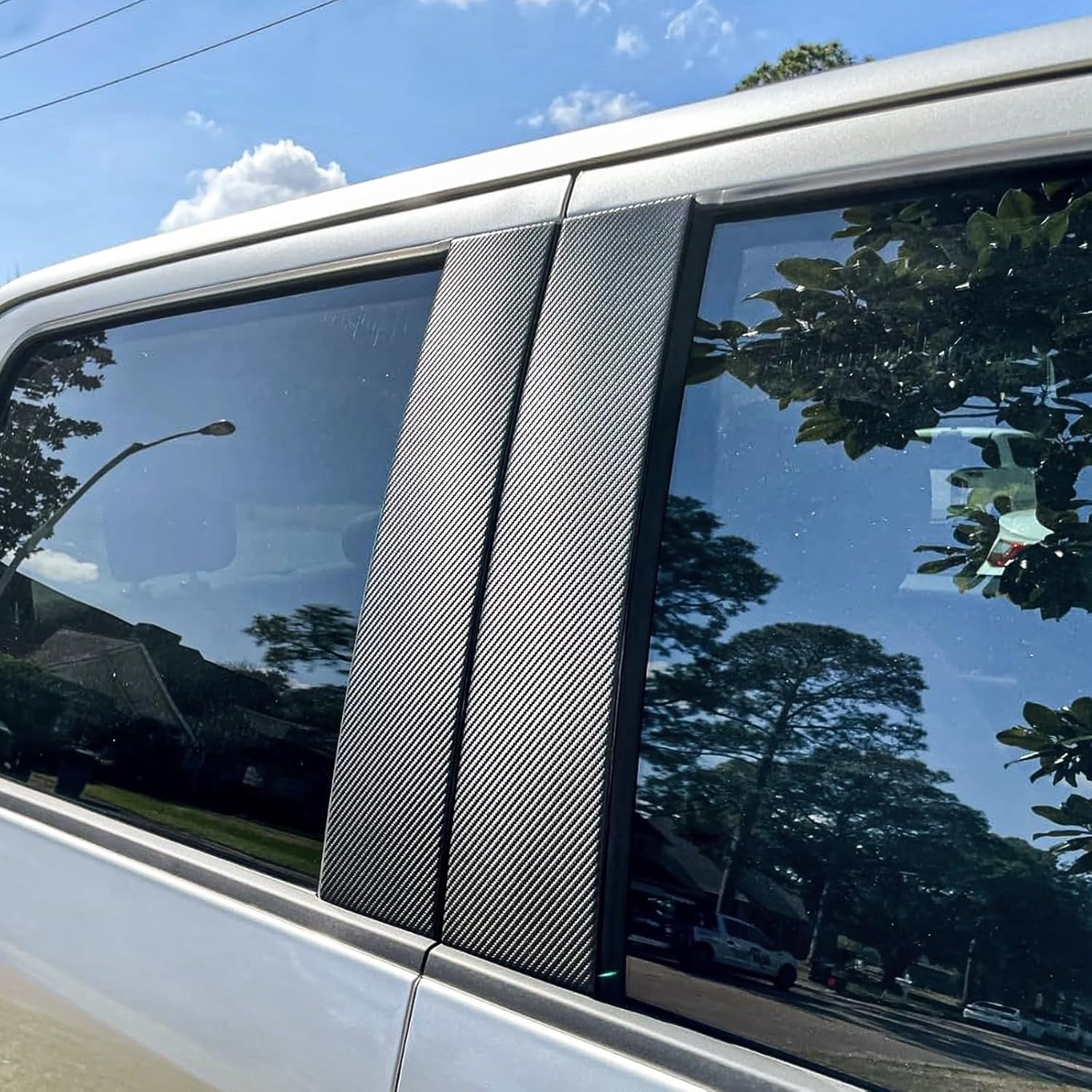 Real Carbon Fiber B-Pillar Trim Compatible with 2015-2026 Ford F150 W/SecuriCode Keyless Entry Keypad, Center Roof Support Pillar Trim, Exterior Decor Sticker Accessories