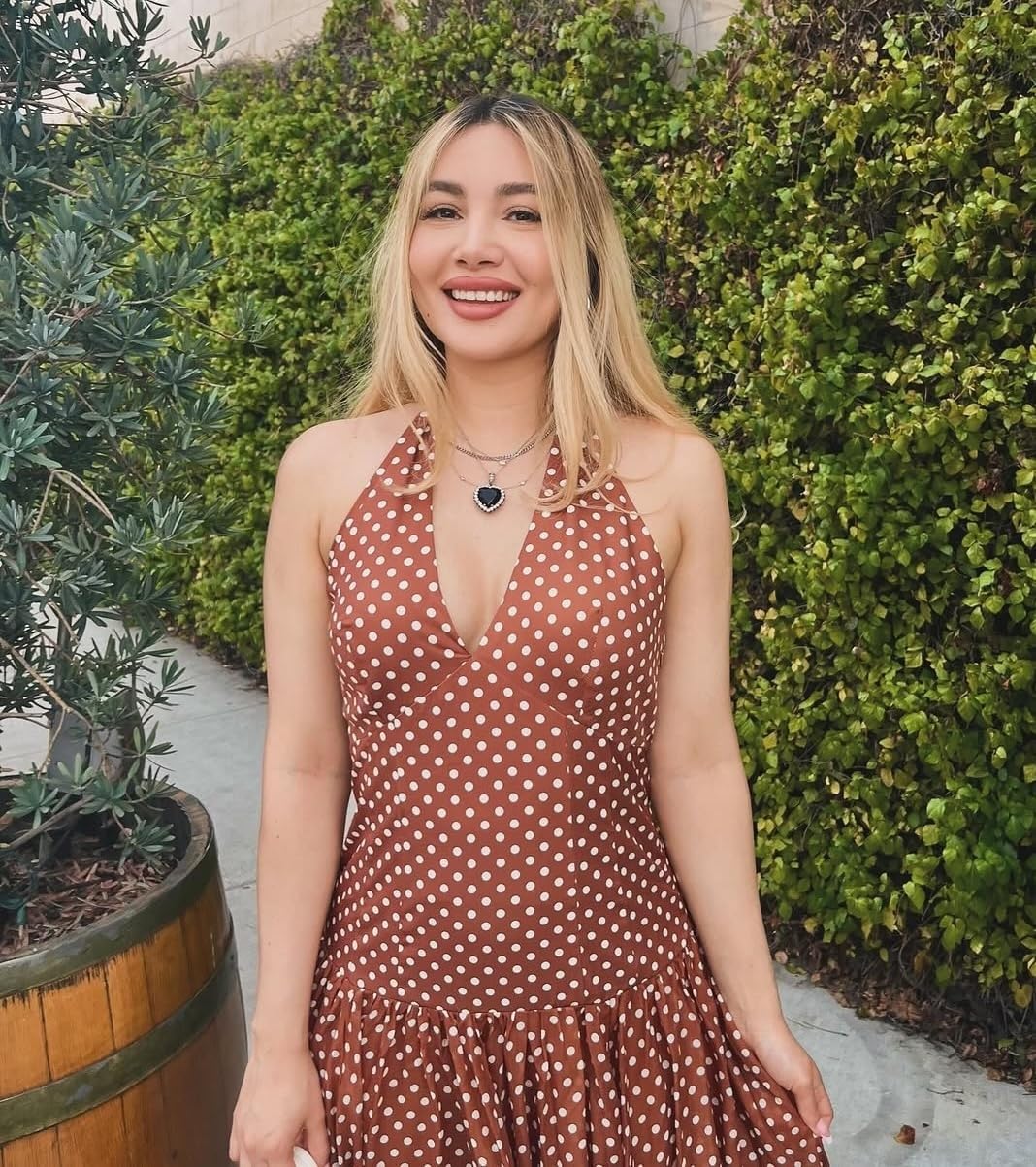 Women's Polka Dot Maxi Dress Halter Neck Sleeveless Drop Waist Flowy Summer Wedding Beach Sundress - Image 4