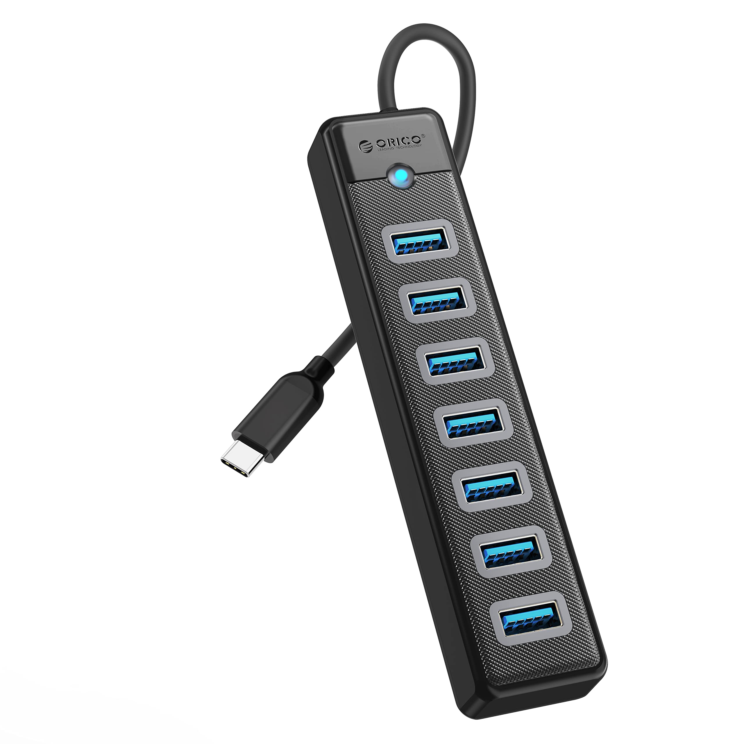 7-Port USB 3.0 Hub with 5.9 Inch Cable, ORICO Ultra-Slim Data USB Splitter, 5Gbps Data Transfer for Laptop, PC, MacBook, Mac Pro, Mac mini, iMac, XPS, Xbox, Flash Drive and More USB Devices