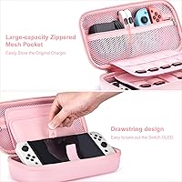 Vista 4 de innoAura Switch OLED Accesorios, paquete de interruptor 18 en 1 con funda, protector de pantalla OLED, soporte, agarres para el pulgar (rosa)