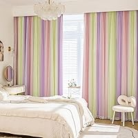Vista 82 de XiDi Cortinas opacas para dormitorio de niñas, diseño de princesa unicornio arcoíris, 72 pulgadas de largo, rosa/azul