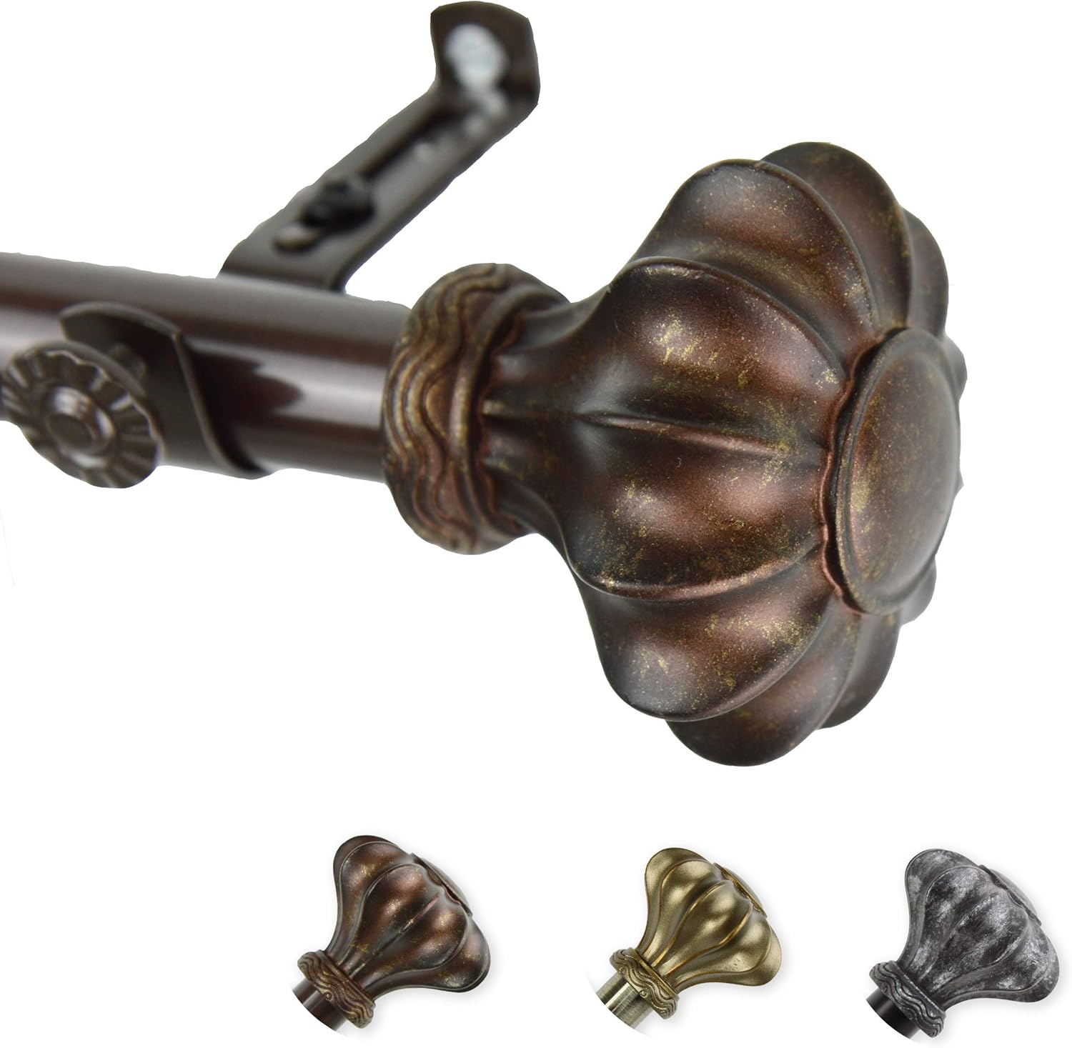 Rod Desyne Flair Window Set Curtain Rod, 66"-120", Antique Brass: Home & Kitchen