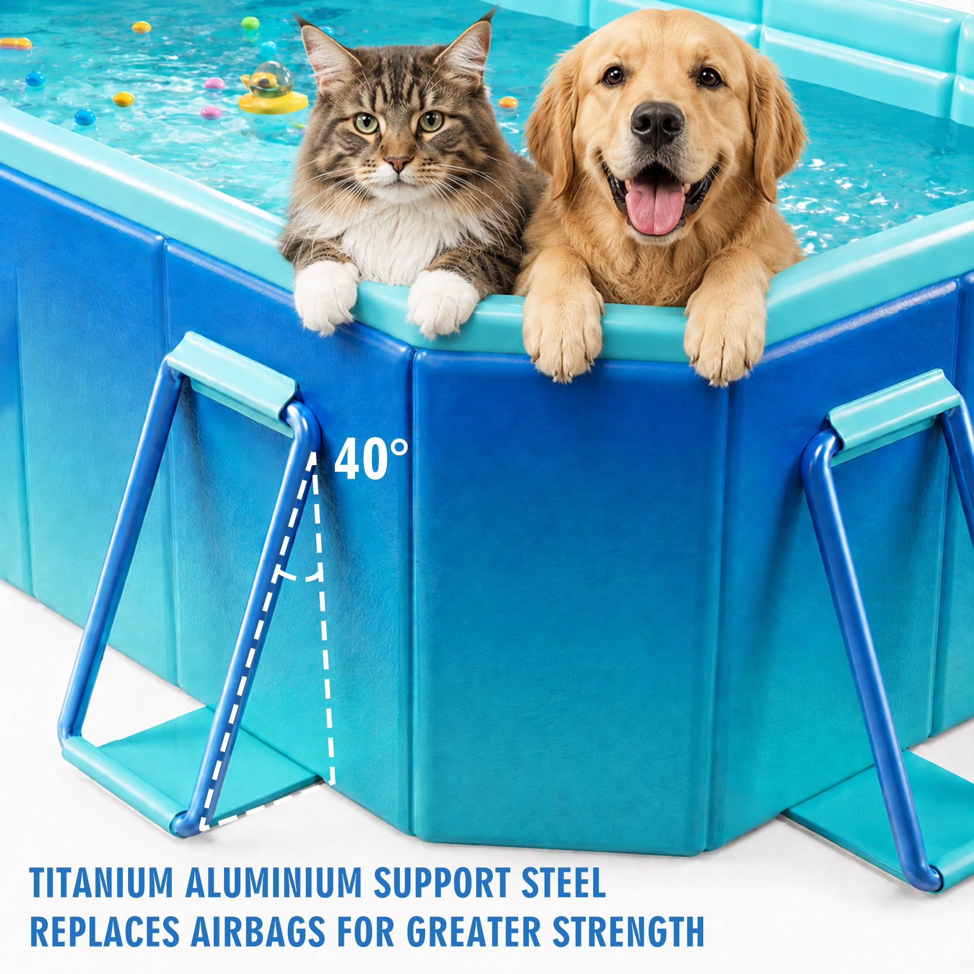 Faltbarer Pool, nicht aufblasbarer Swimmingpool für Kinder, Erwachsene und Haustiere, großer faltbarer Pool mit stabilen Metallhalterungen, geeignet für Hinterhof-Gärten im Freien, 294,6 x