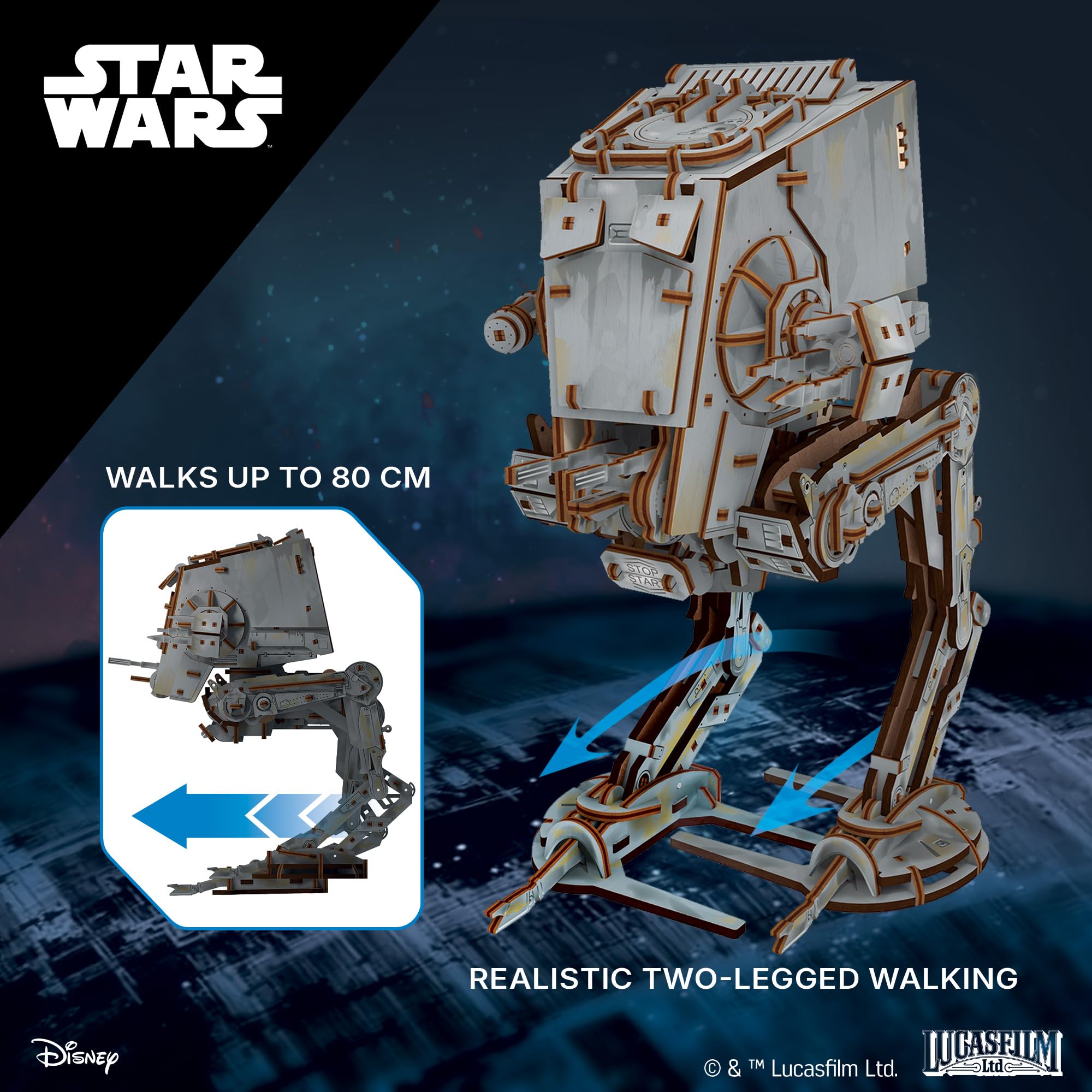UGEARS Star Wars AT-ST Walker 3D Puzzle, Star Wars Gifts for Men, Wooden Model Kits for Adults to Build - Image 4