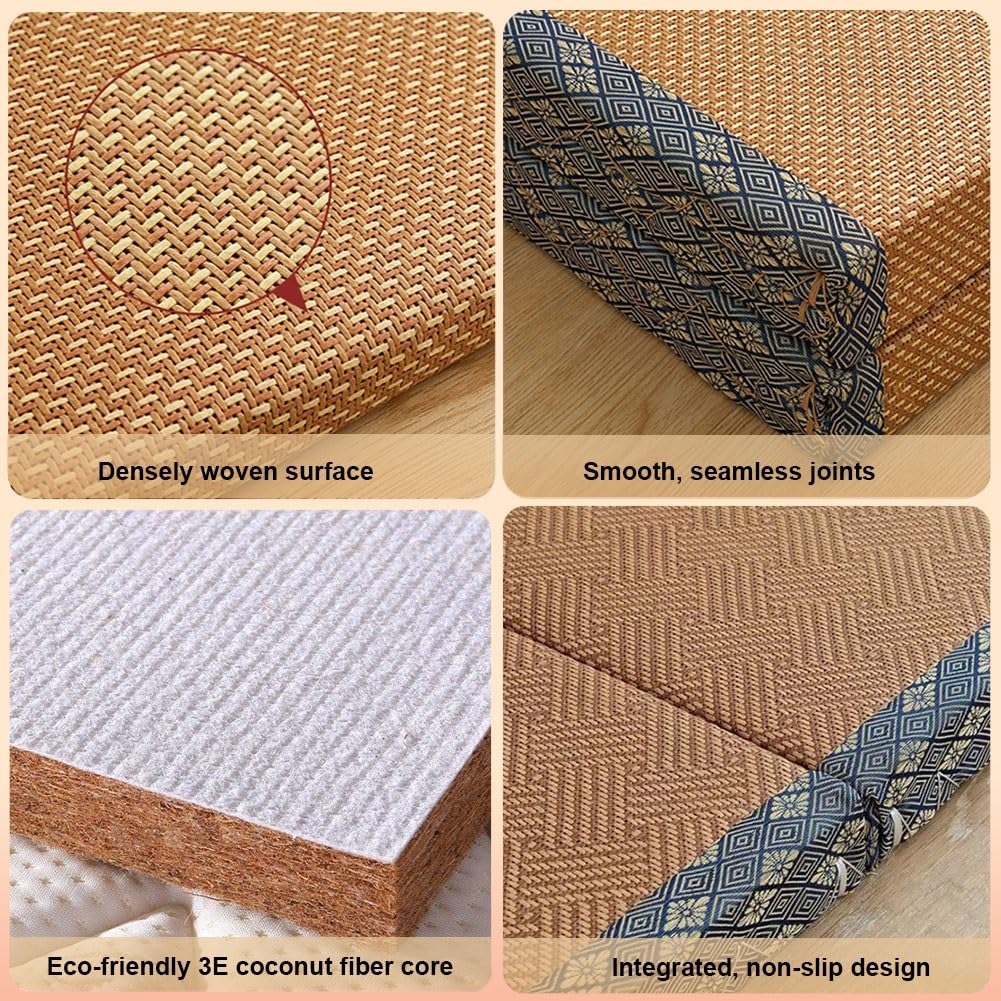 Artiz Esterilla De Tatami Tradicional Japonesa De 0,5 Mm De Grosor, Colchón De Suelo Plegable De Fibra De Coco Natural/Esterilla De Meditación para Dormir, Sentarse, Relajación