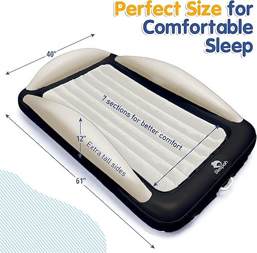 Miniatura 6 de Sleepah Juego de cama inflable de viaje portátil para niños con protectores de riel de seguridad para niños y niños pequeños, incluye bomba, funda
