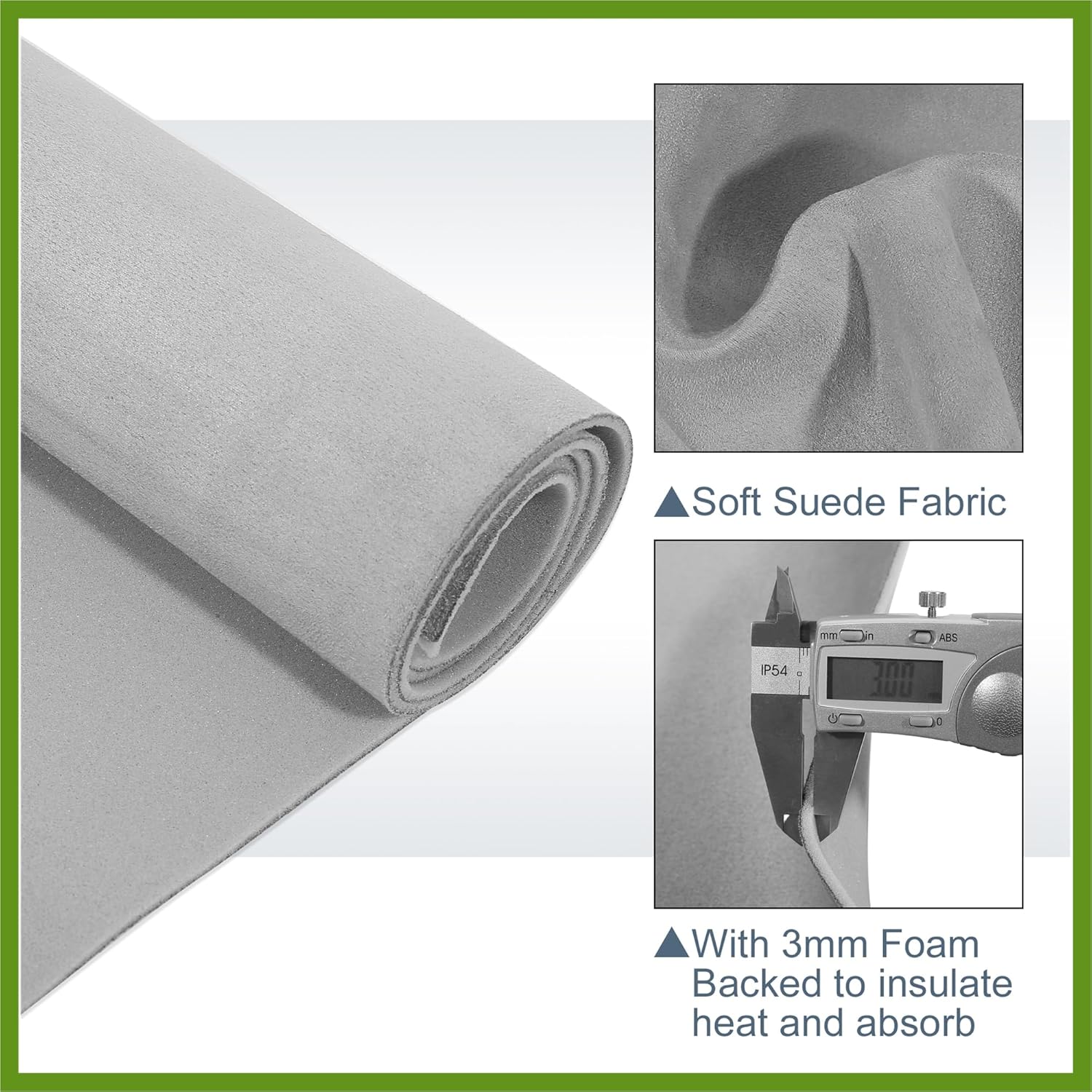 Suede Headliner Fabric 98" Length x 60" Width Foam Backed for Car Truck RV SUV Interior Trim Protect Aging Broken Faded DIY Repair Replacement Gray Vehicle Components