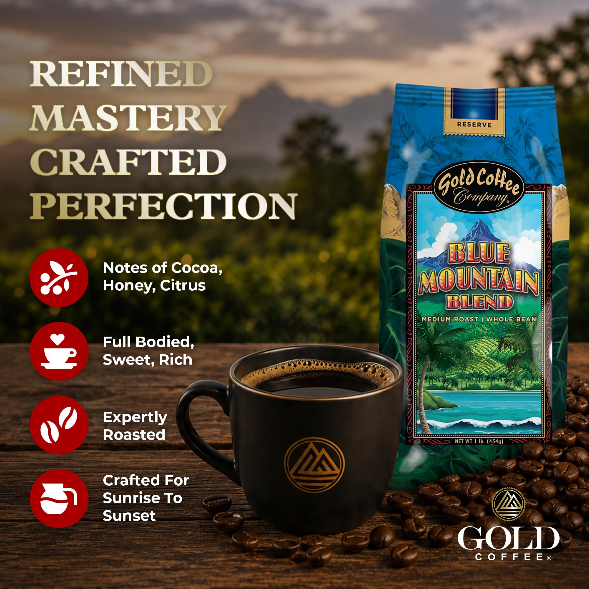 Amazon.com : Gold Coffee Co. Blue Mountain Blend - Medium Roast