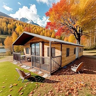 Prefab Tiny Home for Sale,Mobile Container House with 2 Bedrooms Bathroom and Kitchen,Prefabricated Expandable Modular Home to Live in for Adults, Modern Portable Folding Tiny Homes for Living