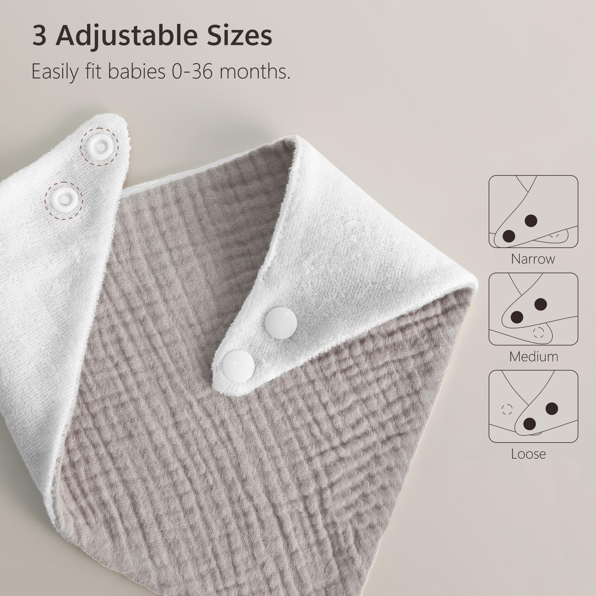 bearmoss Muslin Baby Dribble Bibs 100% Cotton Baby Bandana Drool Bibs (Grey Forest) - Image 3