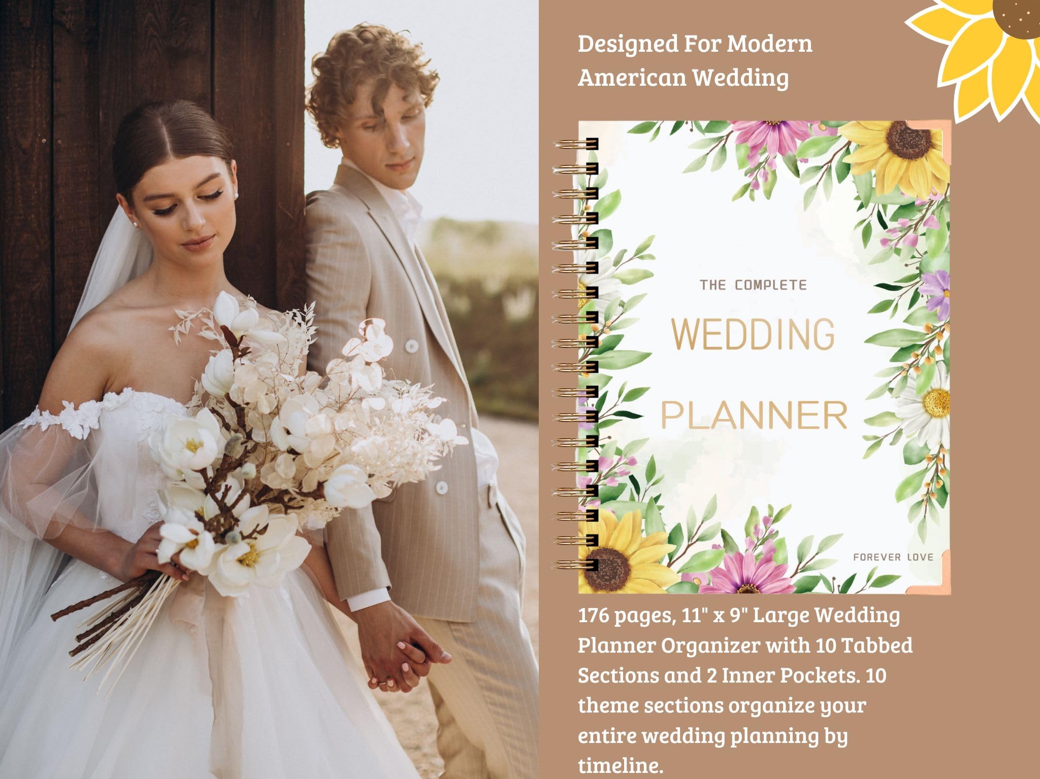 Hochzeitsplanerbuch und Organizer für die Braut – Hochzeitsplaner, Hochzeitsplaner, Buch, einzigartiges Verlobungsgeschenk für frisch verlobte Paare – Hardcover Brautplanung Hochzeitsnotizbuch 27,9 x
