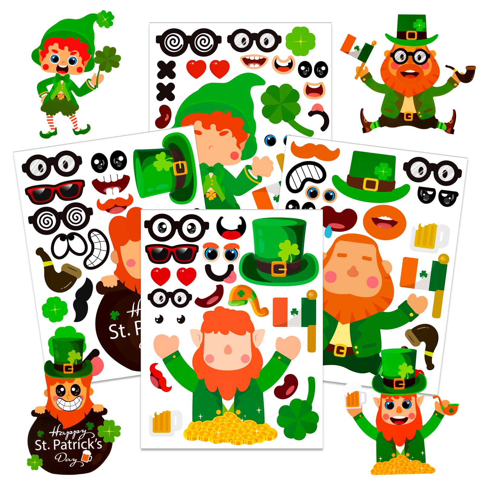 Amazon.com: WhatSign St.Patricks Day Stickers for Kids 24 Sheets Leprechaun  Make-a-face Sticker St.Patricks Day Make Your Own Stickers Crafts for Kids  St.Patrick's Day Party Games Activities Favors Supplies Gifts : Toys &