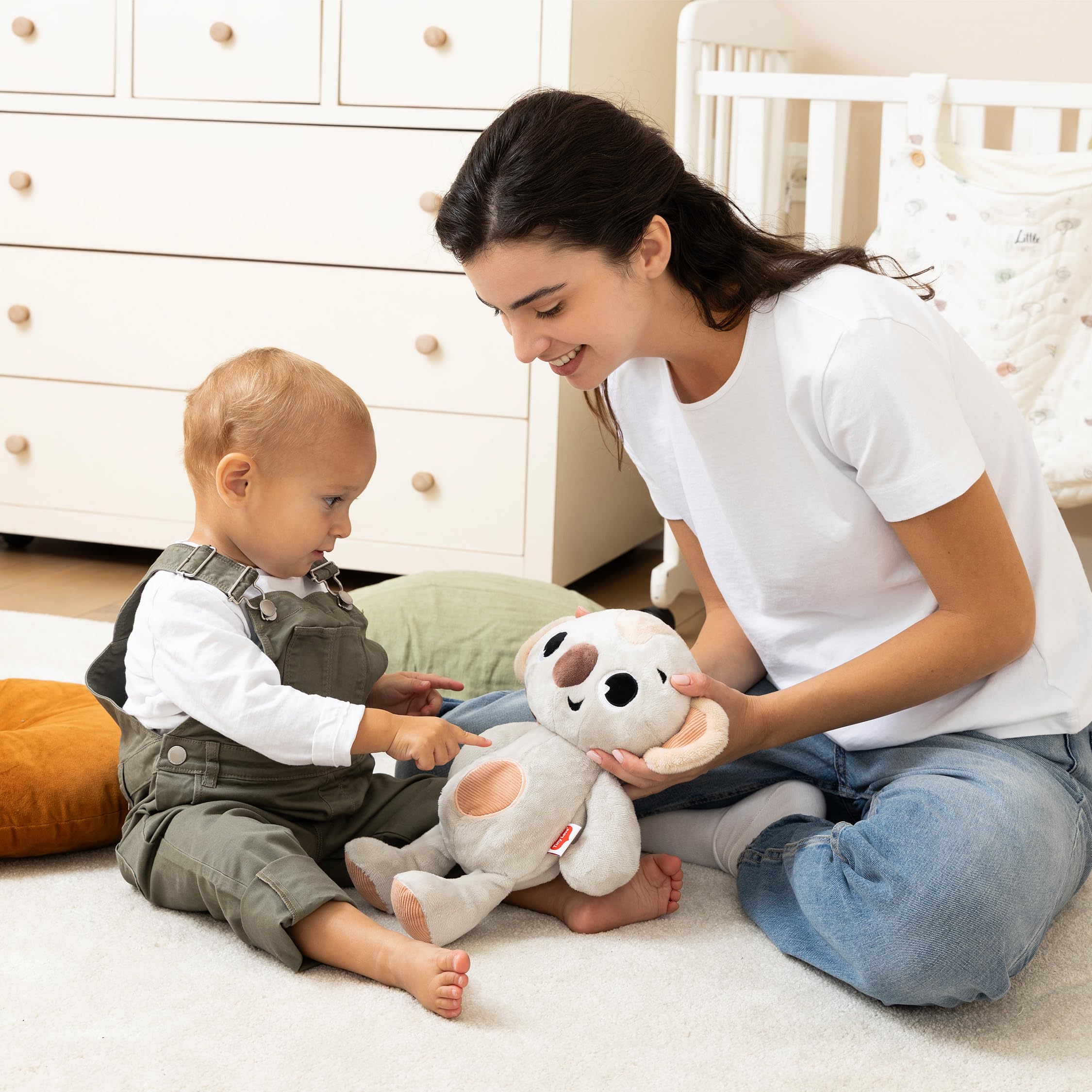 Tiny Love Koala Peluche Che Respira, Peluche Neonato, 0+ Mesi, Giocattolo con Movimento Calmante, Musica, Rumori Bianchi e Luci, Lavabile in Lavatrice, Ricarica USB-C, Collezione Boho Chic