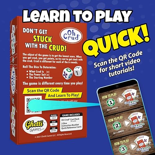 Miniatura 7 de Juego de cartas y dados Oh Crud juego de cartas familiares para 2-9 jugadores juego de cartas de estrategia para adultos adolescentes y niños fácil