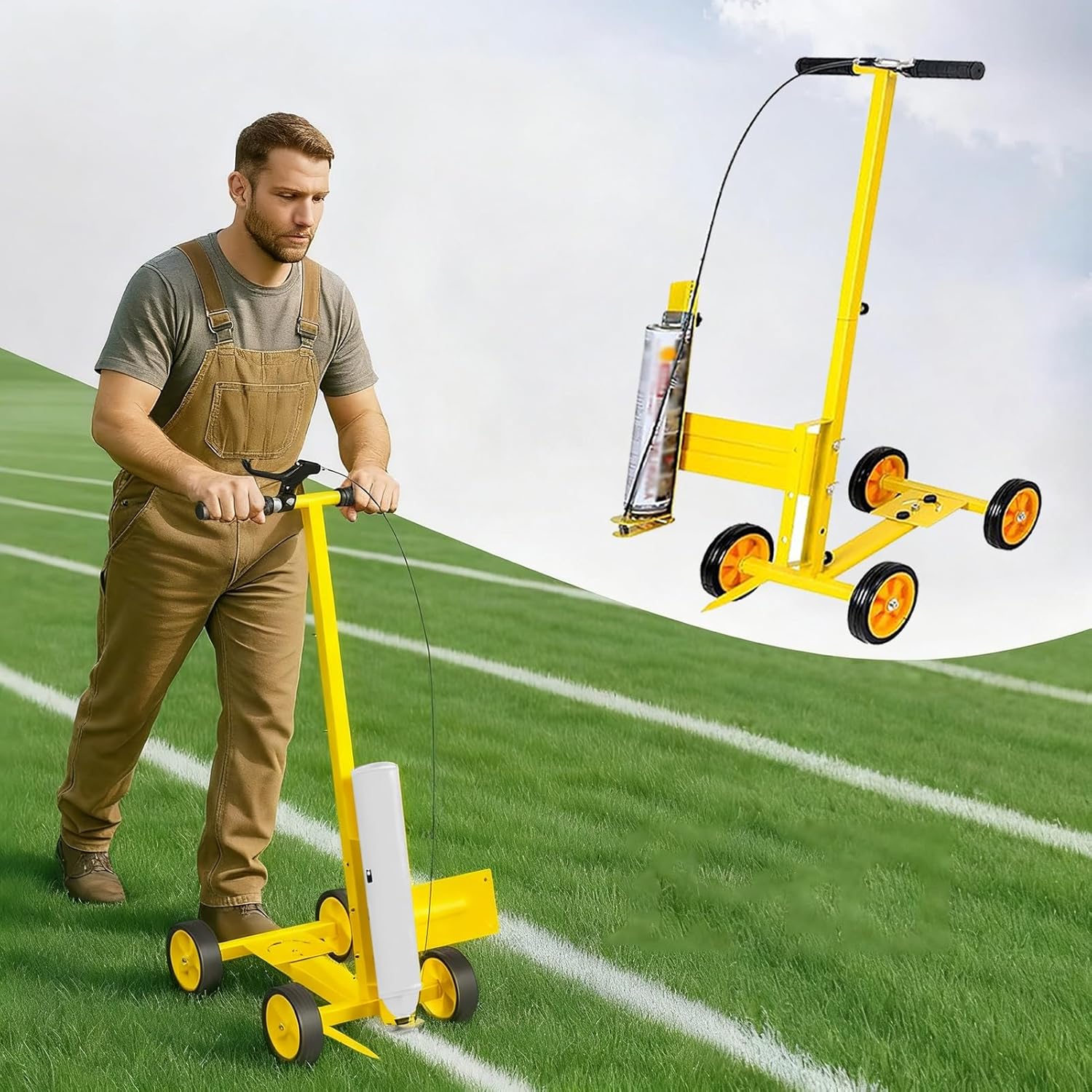 Striping Machine Efficient Striping Line Marking Machine, Grass Atheltic Field Striping Spray Paint Trolley, Industrial Wheel Line Painter Marking Tool