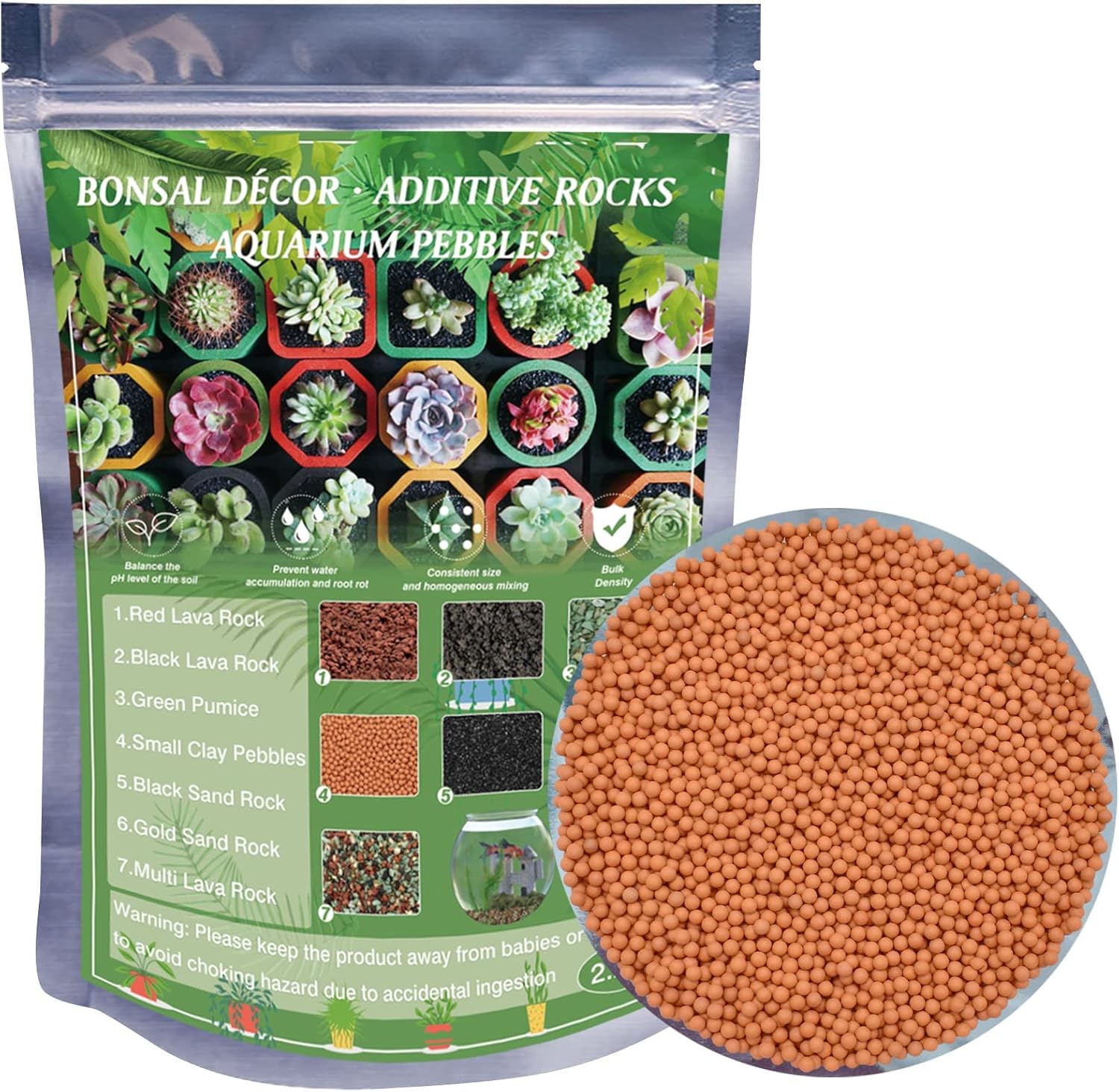 Halatool 2.2LB Horticultural Mini Clay Pebbles 3mm Small Natural Ceramsite for Hydroponis Growing Succulents Plants Cactus Drainage…