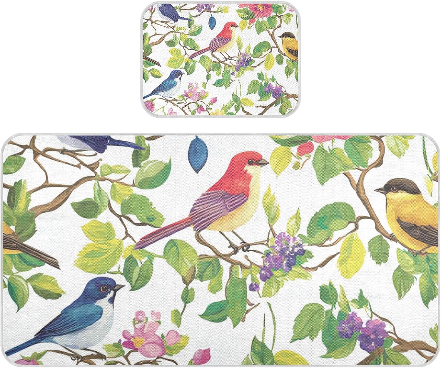 Spring Cute Birds Green Cooling Baby Waterproof Crib Mattress Protector 28" x 52" Breathable Pads Washable Waterproof for Baby&Toddler